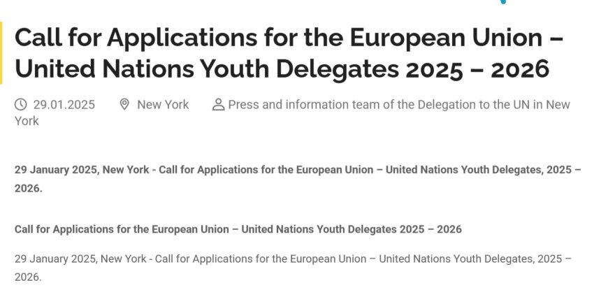 EU Calls for Youth Delegates to Represent at the United Nations 2025-26